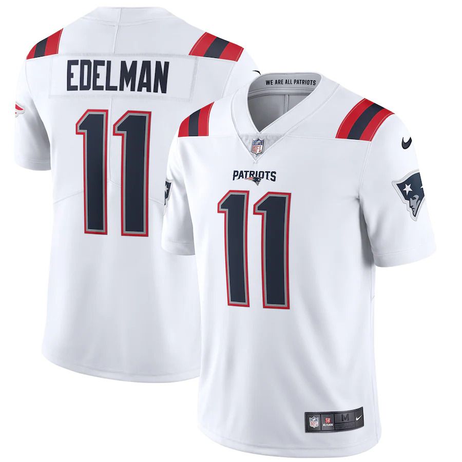Men New England Patriots 11 Julian Edelman Nike White Vapor Limited NFL Jersey